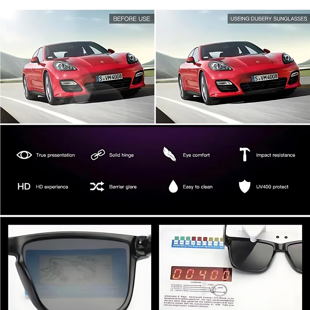 Polarized Square Sunglasses Men Women UV400 Sport Driving Shades Green Mirror - Picture 6 of 6